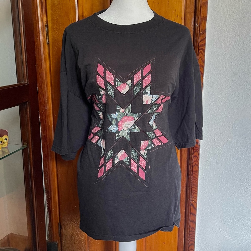 Vintage Lee 100% Cotton Star Patchwork Tee Size L